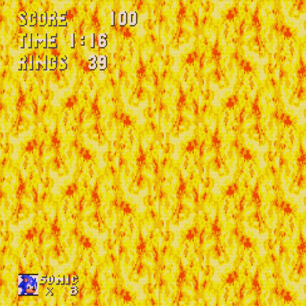 a wall of flames engulfs the familiar sonic UI