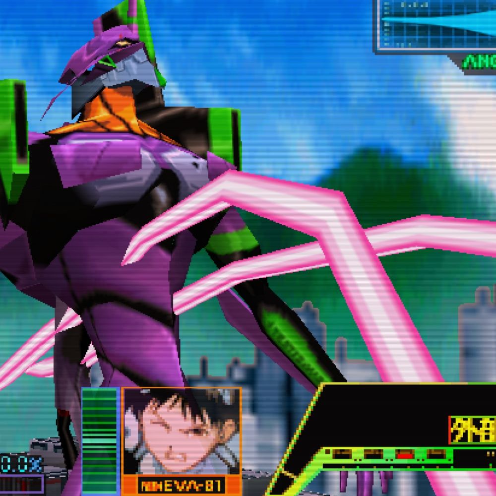 unit-01 with pink tentacles penetrating it's torso