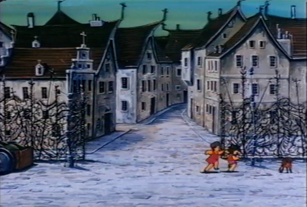 children playing on empty village streets