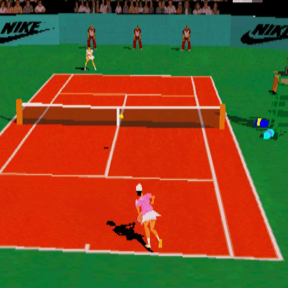 clay court tennis match between two women