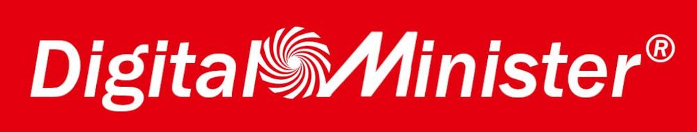 Schriftzug "Digital Minister" im Media-Markt-Logo-Design