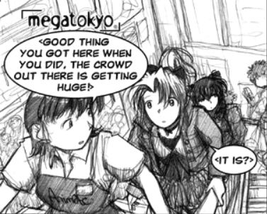 At the Animate store in Ikebukuro, Kimiko and Miho follow an employee wearing a store apron up the stairs to where Kimiko's event will be held. Employee: Kimiko: 