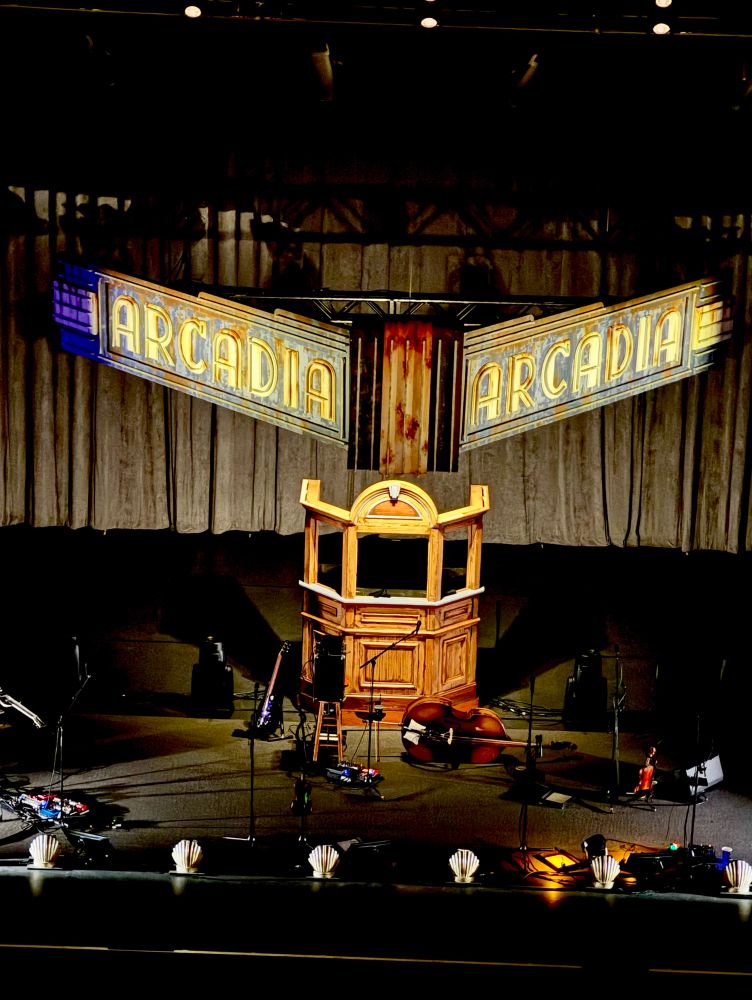 The set for the Acadia tour - it looks like an old timey theatre 