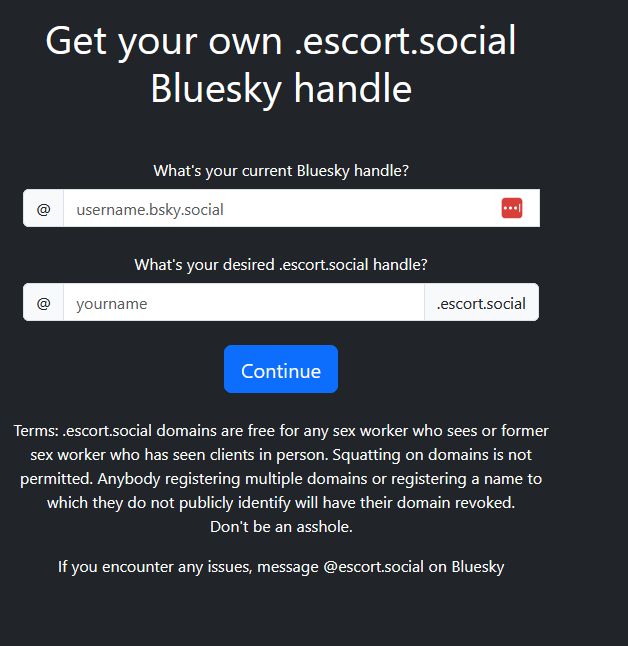 How to get .escort.social as part of your bsky handle