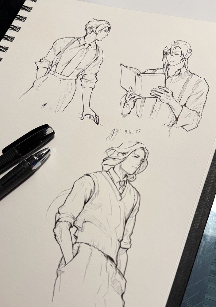 Pose practice doodles with my OCs