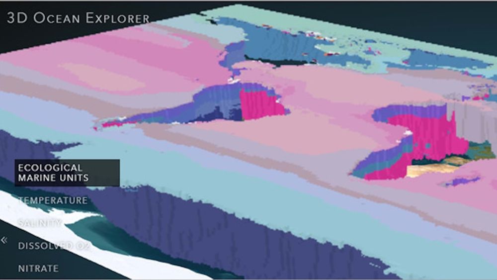 Explore a 3D App of the Ocean:

In this tutorial series, explore four interactive maps and apps to learn how they surpass the traditional understanding of cartography. Discover an app that maps the health of the ocean and find out how interactive maps allow you to explore 3D phenomena and steer the data’s visualization.

A web scene is like a three-dimensional web map. While static maps depicting 3D data have long existed, they come with challenges. For example, unless a user can see 3D data from all angles, it can be difficult to view. To get started, find out how interactive scenes allow for enhanced viewing.

1. Open the 3D Ocean Explorer app.

2. Click Explore data.

A 3D map of the world’s oceans appears.

The data in the app is from Esri, the US Geological Survey (USGS), National Oceanic and Atmospheric Administration (NOAA), National Aeronautics and Space Administration (NASA), US Fish and Wildlife Service (USFWS), National Institute of Water and Atmospheric Research (NIWA), Duke Marine Geospatial Ecology Lab, GRID-Arendal, Woods Hole Oceanographic Institution, and the University of Auckland ...