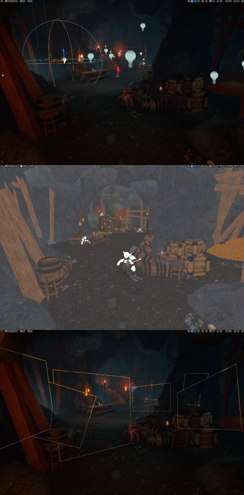 3 images from the unreal editor.  Top image shows the scene with the light and other hidden actors visible.  Plus shows one point light selected to show the radius.  
2nd image is a completely flat unlit image of the same scene
3rd image is the same scene but this time showing the fog sheet actors placed throughout the scene.  