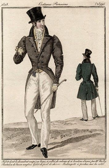 Illustration of Men's Regency Fashion 1825 - 1830
