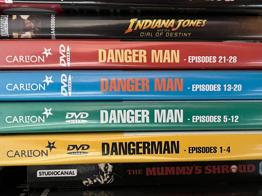 dvd spines showing the title danger man spelt differently
