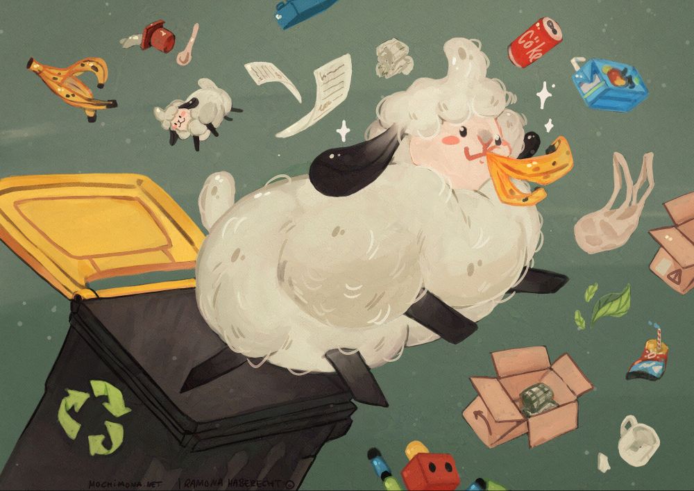 mochi, the sheep and OC i have made for the application to study game dev. the cover is for a board game for children i made.