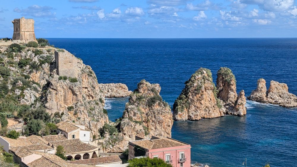 View of the Scopello rocks in the Mediterranean Sea