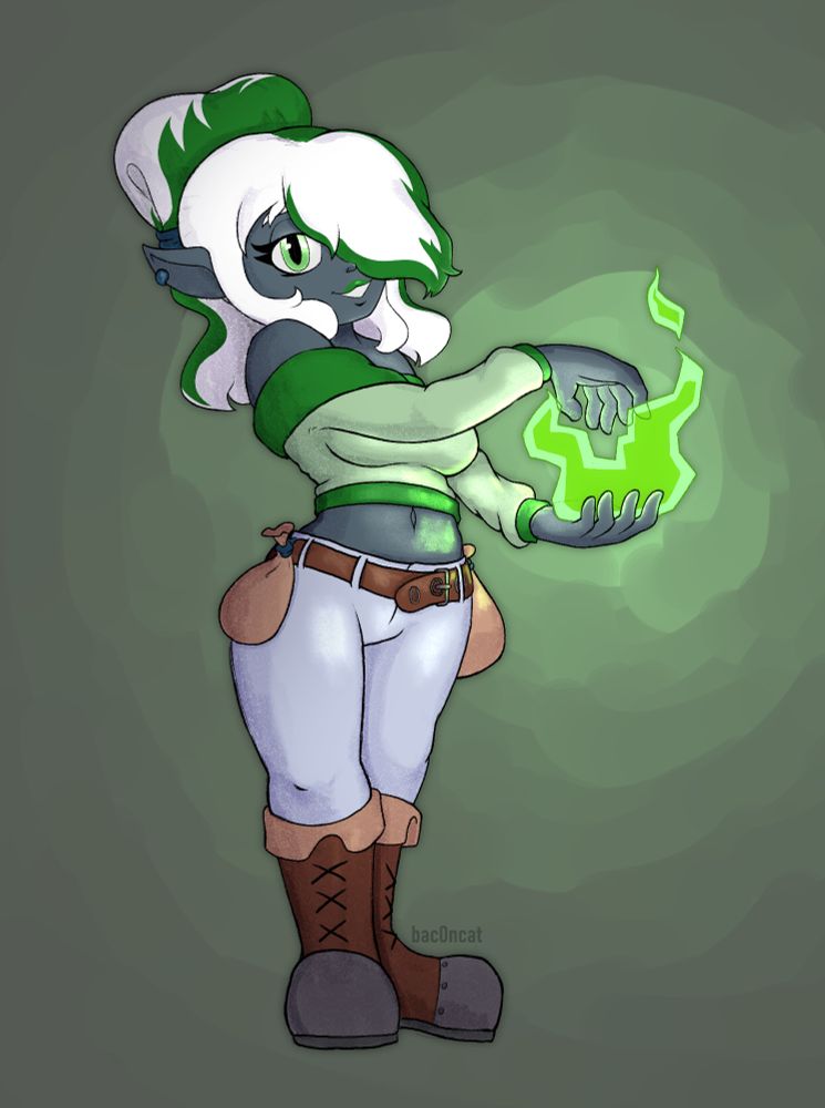 Deep gnome woman showcasing her sorcery