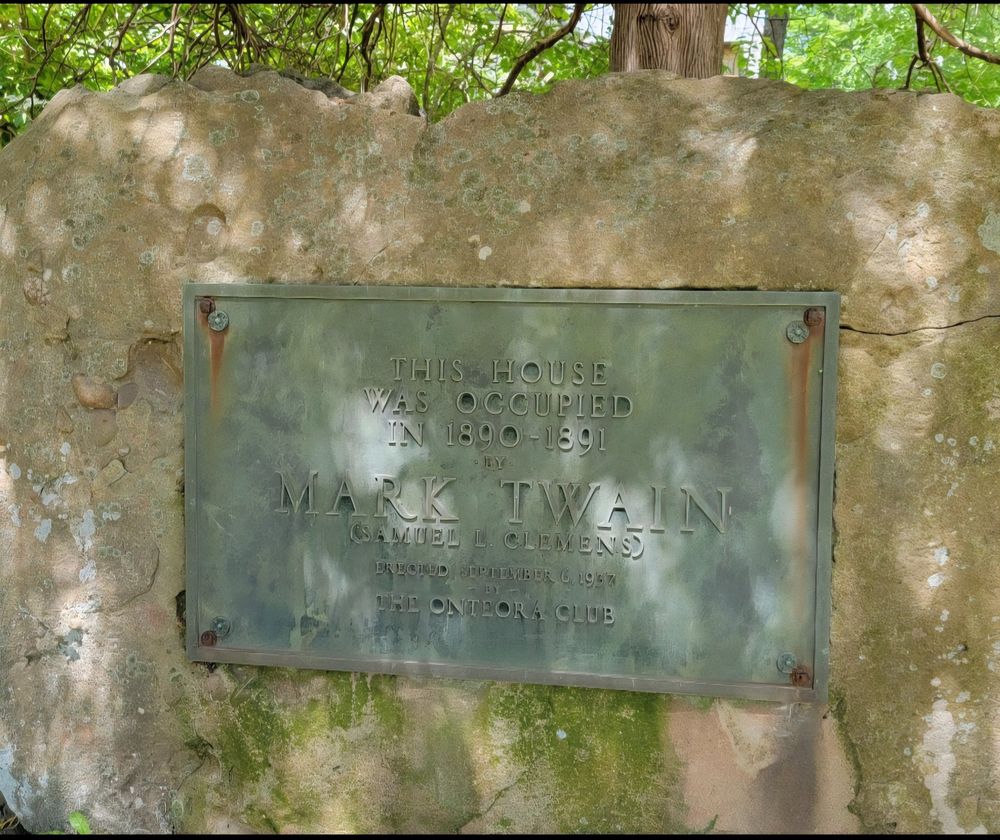 A sign for the house occupied by Mark Twain in the summer of 1890-1891 in Onteora, NY.