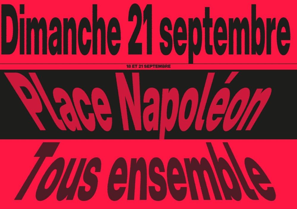 Dimanche 21 : toutes et tous ensemble ! Place Napoléon, La Roche sur Yon ! 