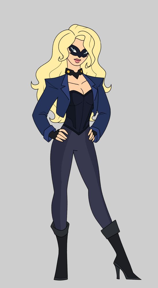 This is my design interpretation for Dinah Lance/Black Canary that I should have posted last week. 

She wears a cropped blue blazer, a corset, fingerless gloves, tight pants and calf-length boots. I didn't really change much about her since her style doesn't need much changing, apart from miniscule things like the mask and the choker (which is actually a device that helps her regulate her vocal cords and amplify her canary cry)