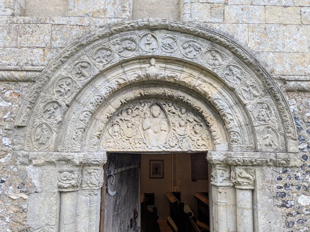 Detail from the southern door at St. Nicholas Church, Barfrestone
