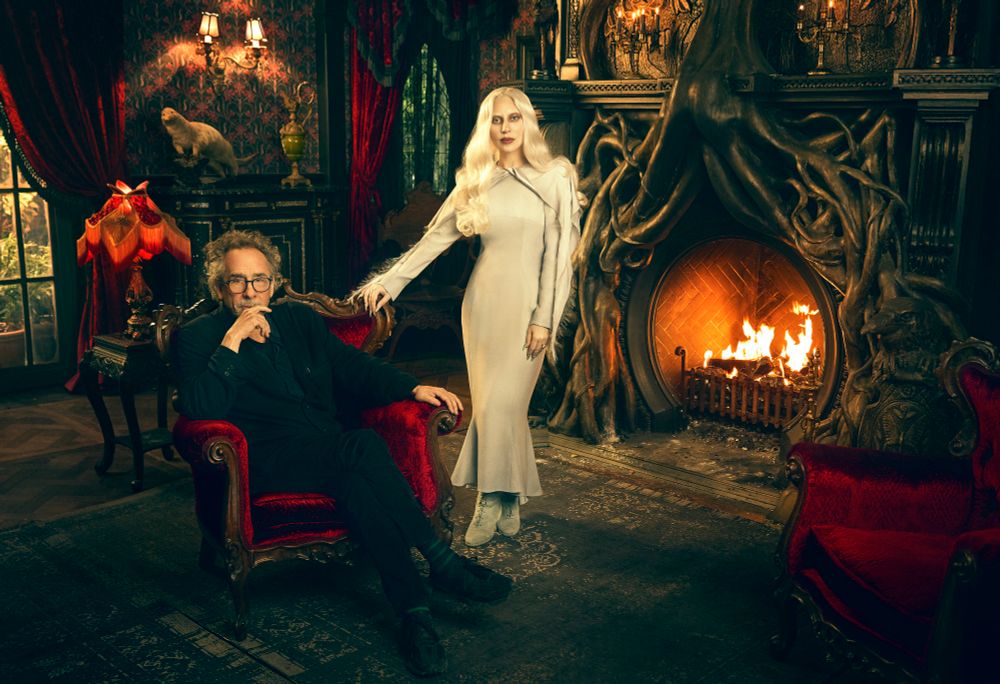 Tim Burton and Lady Gaga, on the set of Wednesday
