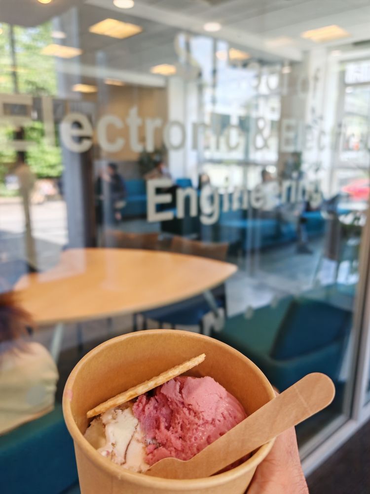Ice cream at the entrance of Electronic and Electrical Engineering school of the University of Leeds