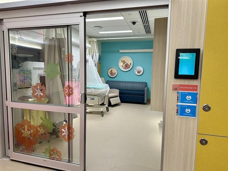A view from the hallway inside a new NICU room