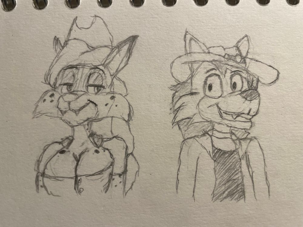 Sketch drawing of Dixie Carlisle and Reilly Coyote