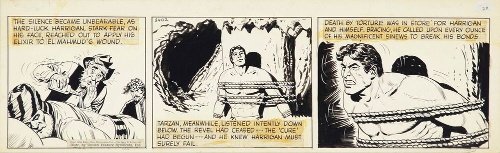 3 panels from a Tarzan comic strip.