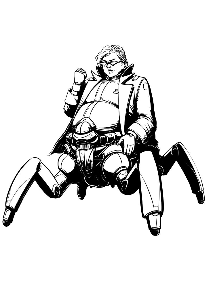 A Confident Cyborg Lady with 4 legs