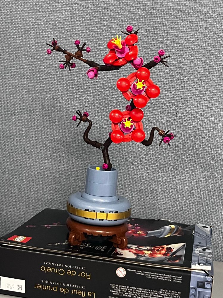 Lego Botanicals: Two branches of red and pink flowers.