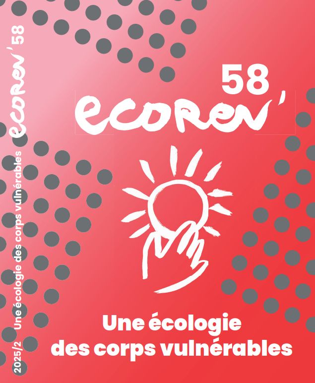 Couverture : fond rouge et points gris.

Numéro 58 de la revue Ecorev,
"une écologie des corps vulnérables"