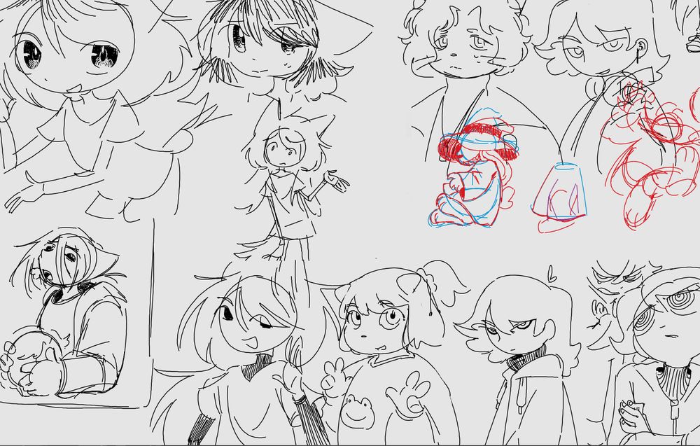 a page of various doodles