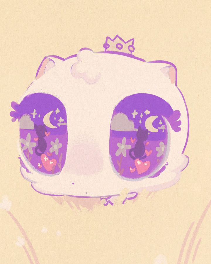 a cat with comically oversized eyes