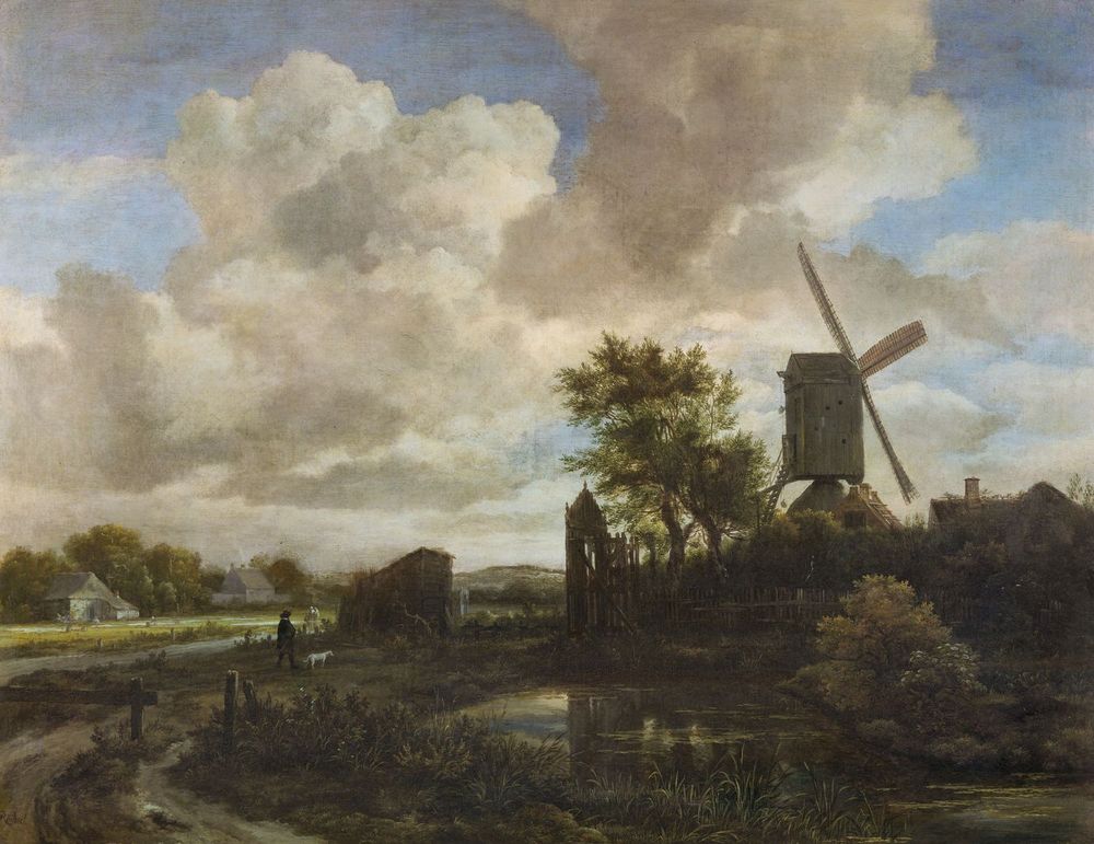 Evening Landscape: a Windmill by a Stream by
Jacob van Ruisdael c. 1650
