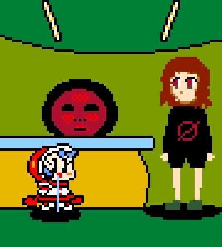 画像左側に『スーパーミルクチャン』の｢ミルクチャン｣、右側に『milk inside a bag of milk inside〜』の｢ミルクチャン｣のドット絵イラスト。