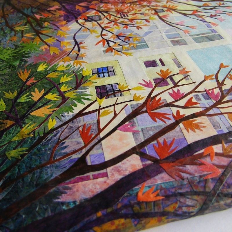 Detail of a handcut collage of painted paper titled "Vision for a Better Future" by Daniela Maria Gargiulo.