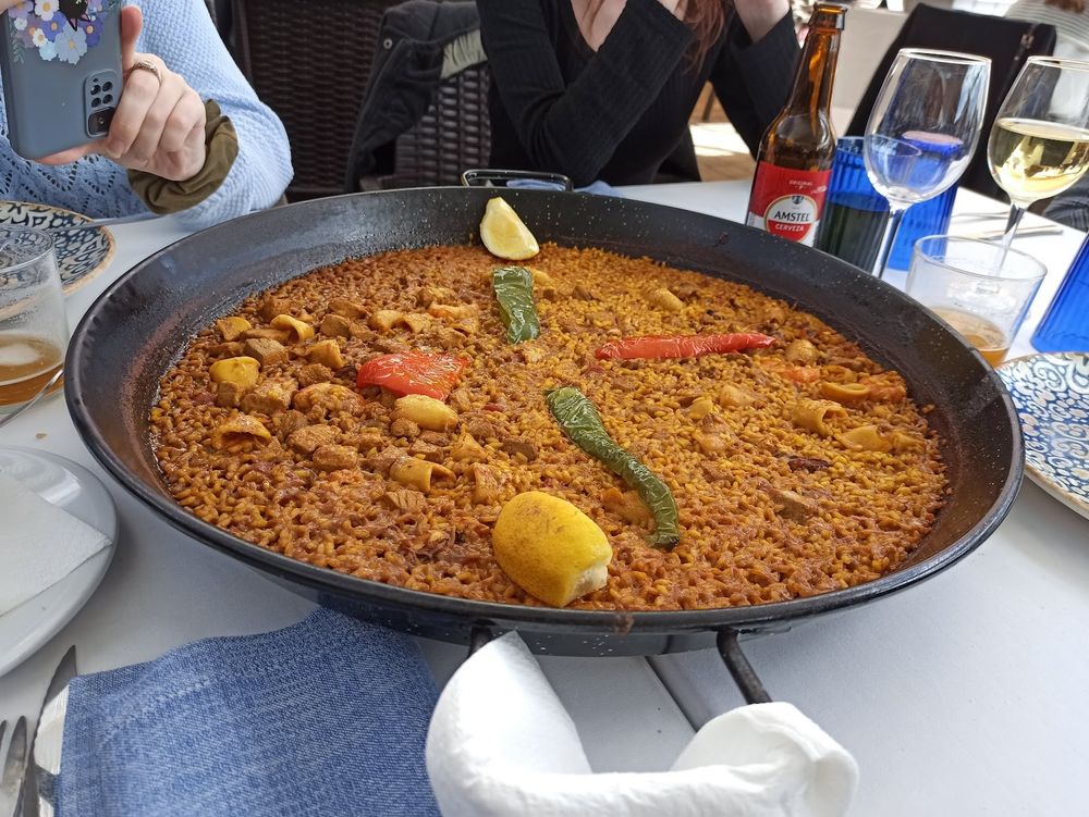 A photo of a paella
