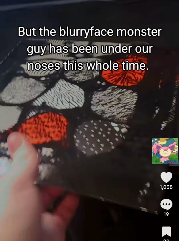 TikTok screenshot of Twenty One Pilots’ album “Blurryface” with the cover being pulled out to reveal the character Blurryface