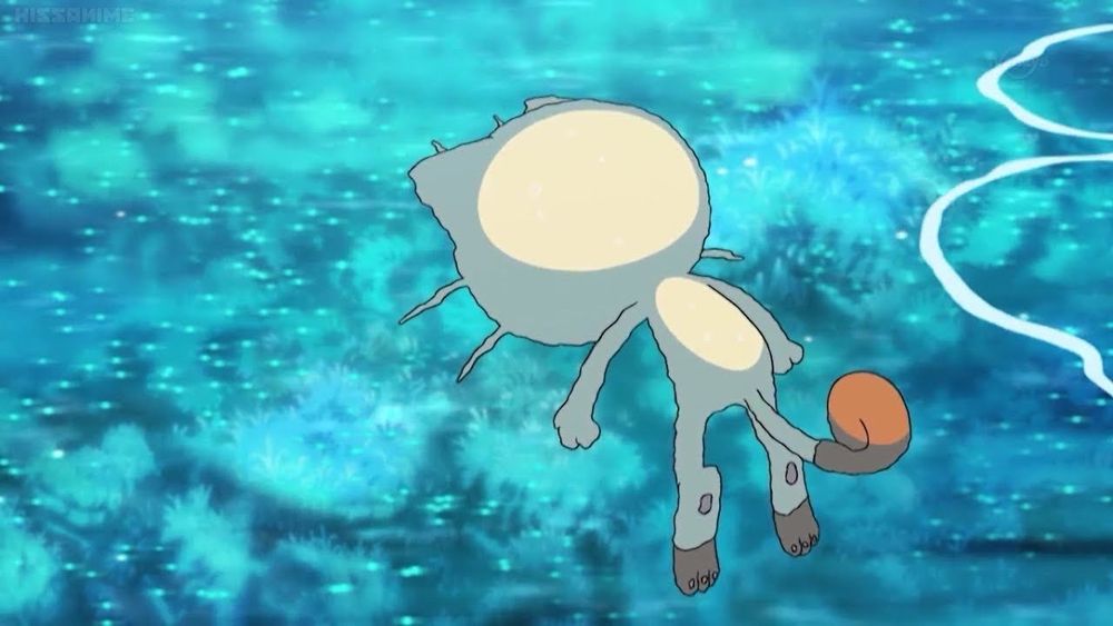 meowth holding space in a pool
