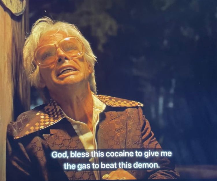 Uncle Baby Billy in Righteous Gemstones. He is leaning against a wall and praying “God, bless this cocaine to give me the gas to beat this demon.” I feel similarly about coffee and my inbox 