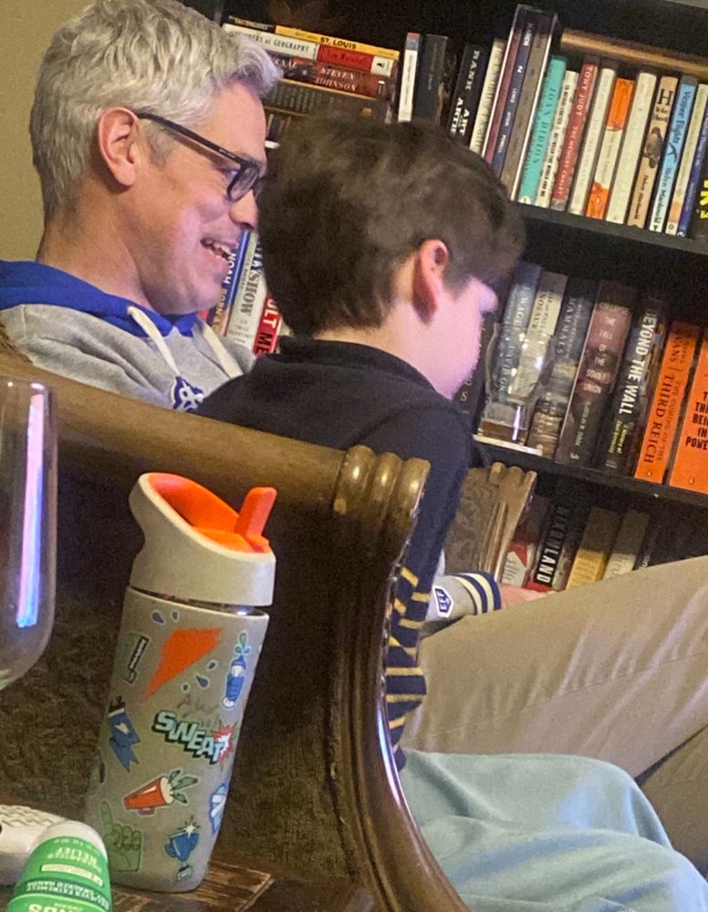 My husband and son watching game 7
