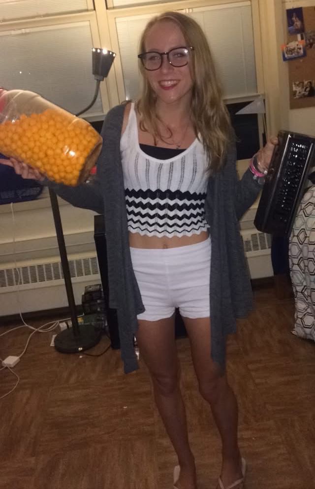 a young bug with cheese balls and jack daniels