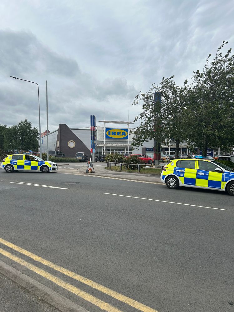 Police cars outside new Ikea 