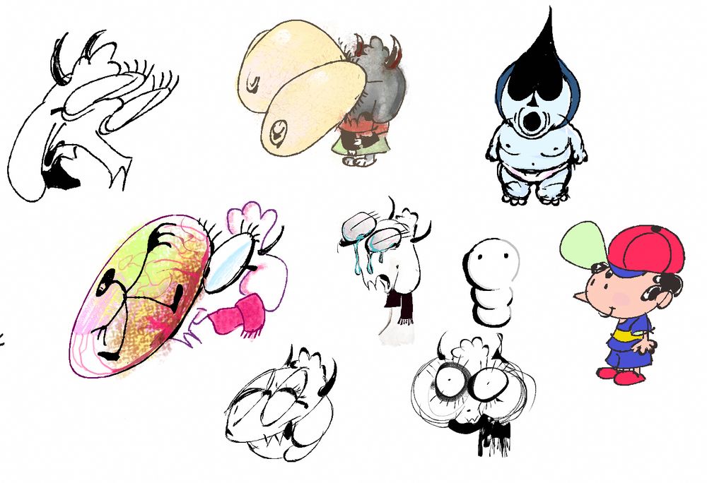 More Ralseis, one with a friend inside his eye, one other where he's crying. Lancer, a funny 3 ball thing and ness from earthbound/mother