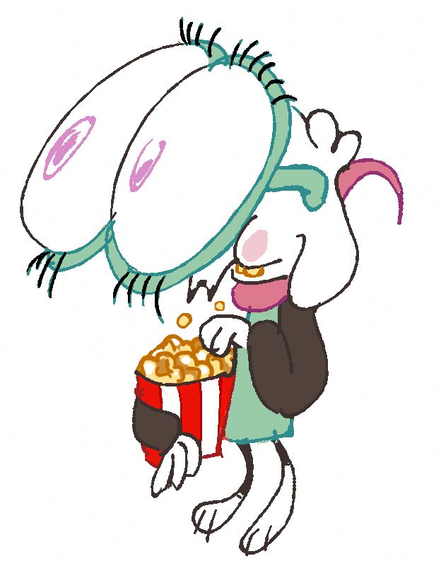 An astonished ralsei eating popcorn