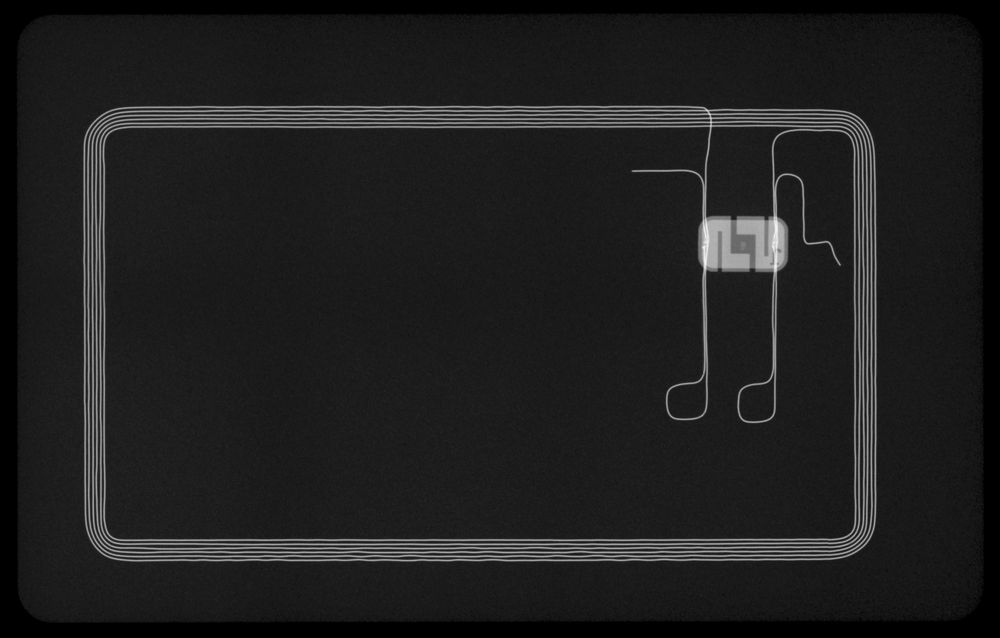 An x-ray of the RFID protect card
