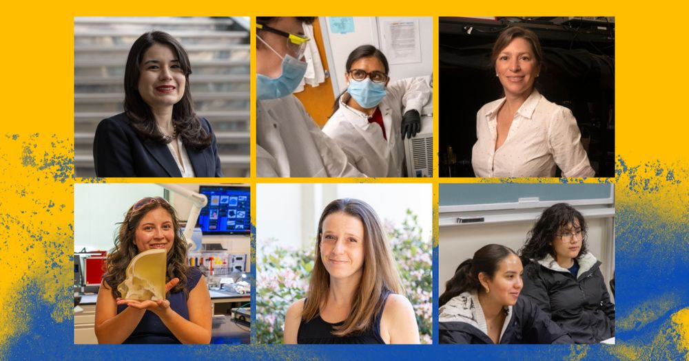 collage of women engineers against a yellow and blue background