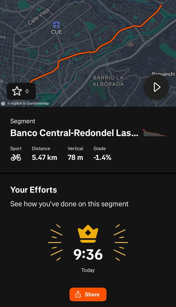 a screenshot from strava showing a king of the mountains along a 5.5km stretch. it shows a map of the road 