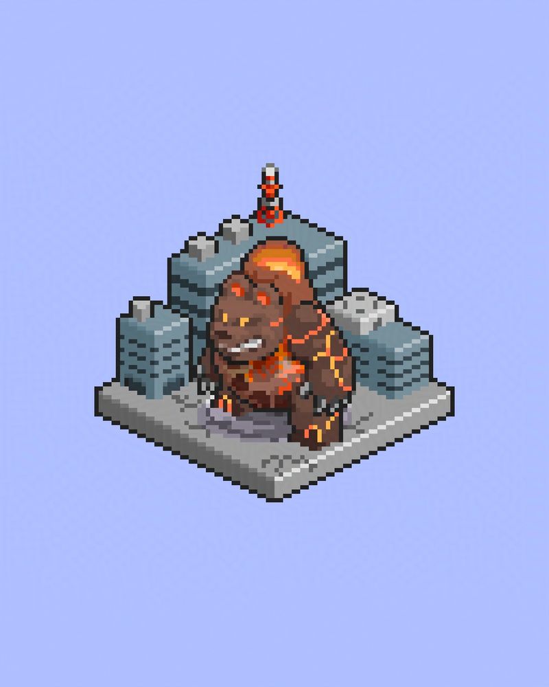 #kaiju #kaijune #pixelart #pixel #monster #bear #volcano #iso #isometric #lores #highbit