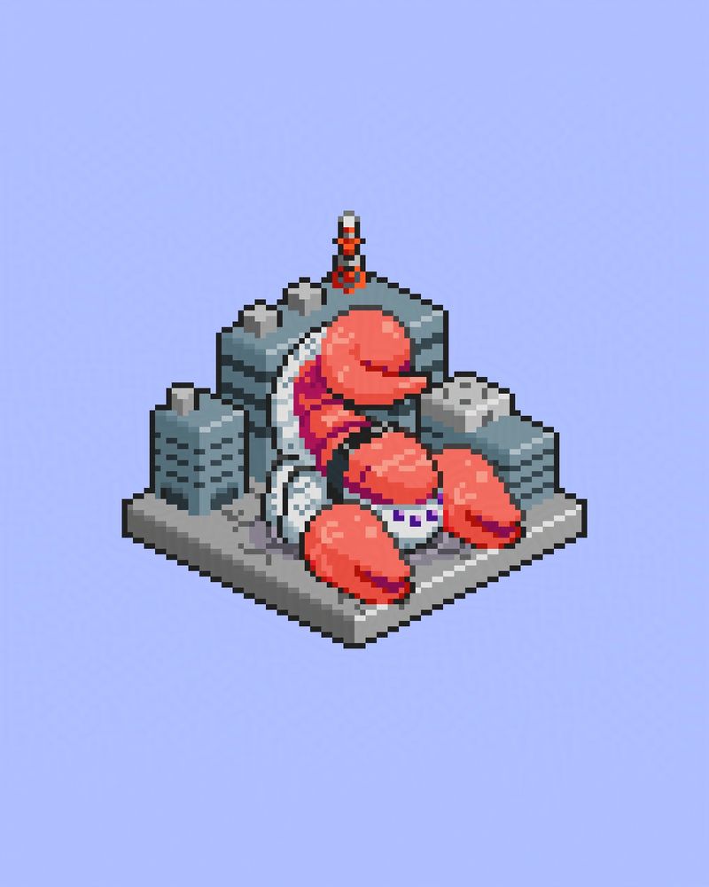 #kaijunkfood #kaiju #kaijune #kaijune2025 #iso #isometric #pixel #pixelart #sprite #lowres #hibit #monster #scorpion #nigiri #sushi #food