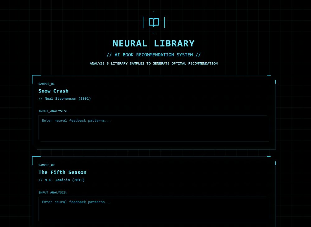 Second exercise uses Claude AI Apps tool, processes input to suggest sci fi books based on the model's data. Also, I asked for this one to look like Tron.