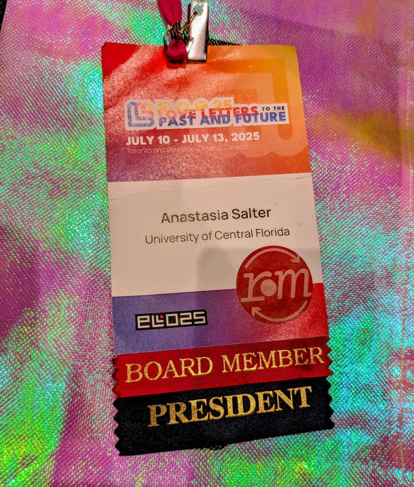 My #elo25 badge now has a shiny president ribbon, courtesy of our fantastic outgoing president Caitlin Fisher!