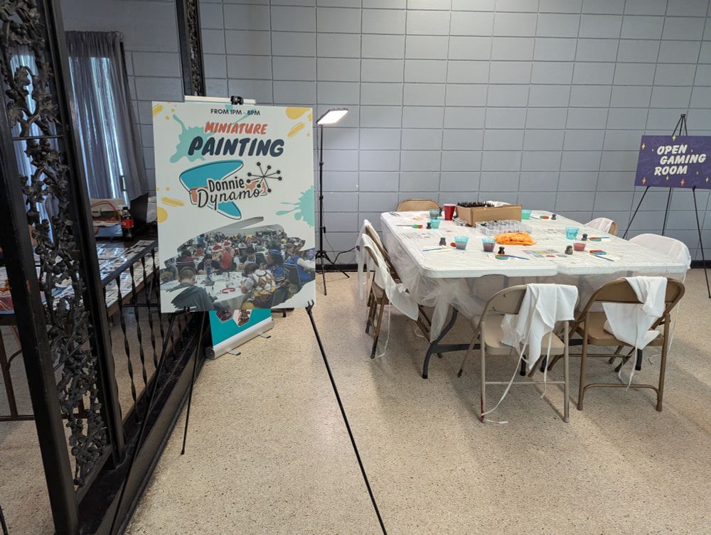 A miniature painting area set up in the Sanford Garden Club pavilion.